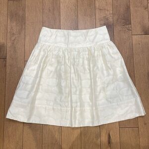 Club Monaco silk cream beige off white mini skirt textured pattern pockets sz 6